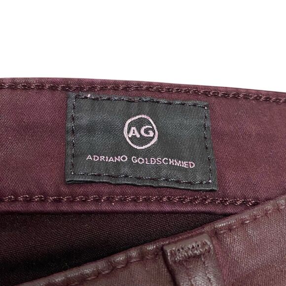 AG Adriano Goldschmied Pants Womens 27 Red Wine Legging Ankle Faux Leather NEW - Picture 3 of 13